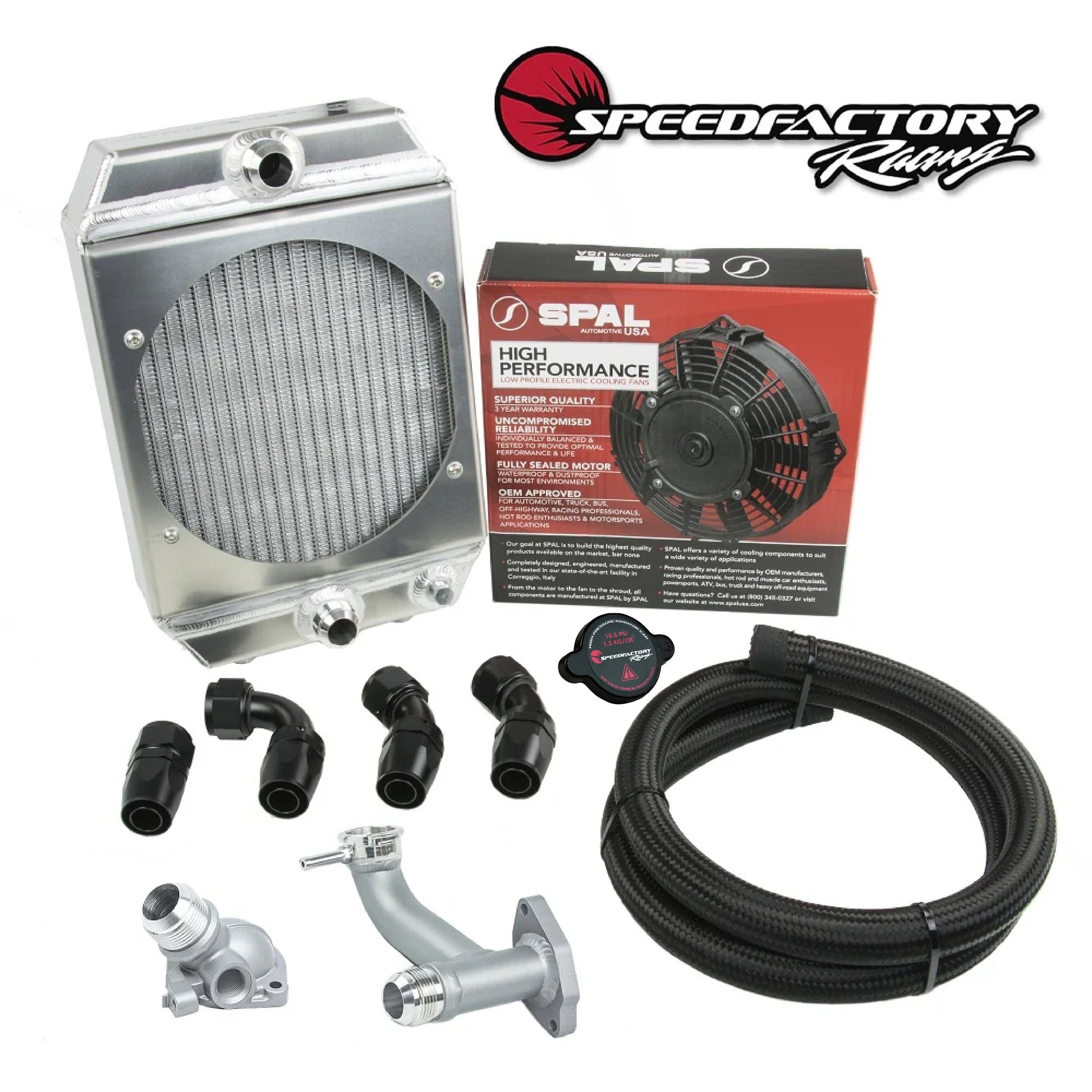 16an Radiator SpeedFactory Racing Race Radiator Combo Kit -16an Hose, Fittings, Fill ...